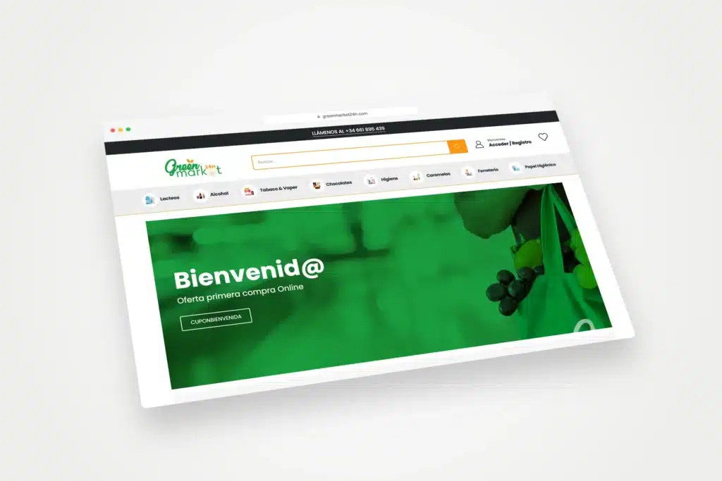Web nueva de GreenMarket24H, diseño web Sevilla